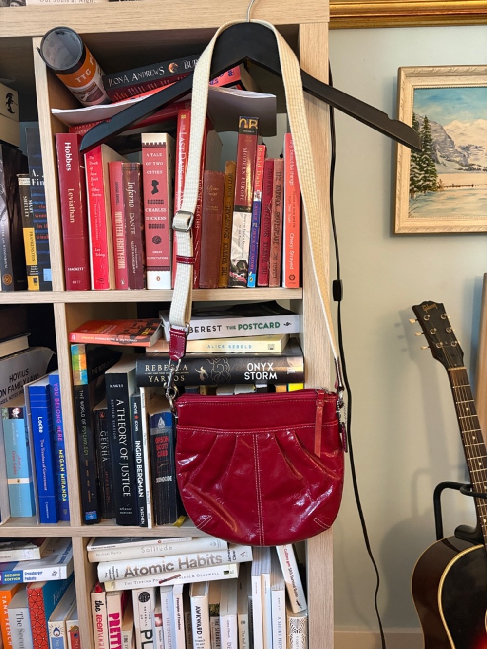 Coach Red Crossbody Bag with Cream Strap